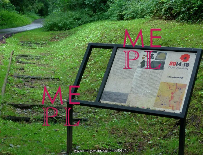 : Info Board & WW1 Railway Remnants, Tyne Cot area : Info Board & WW1 Railway Remnants, Tyne Cot area