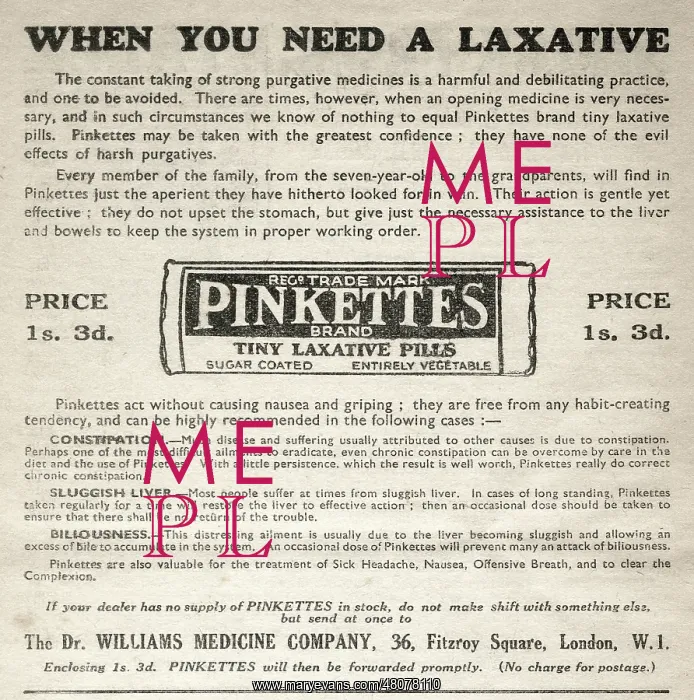 : Information leaflet, Dr Williams Pinkettes, laxative pills : Information leaflet, Dr Williams Pinkettes, laxative pills