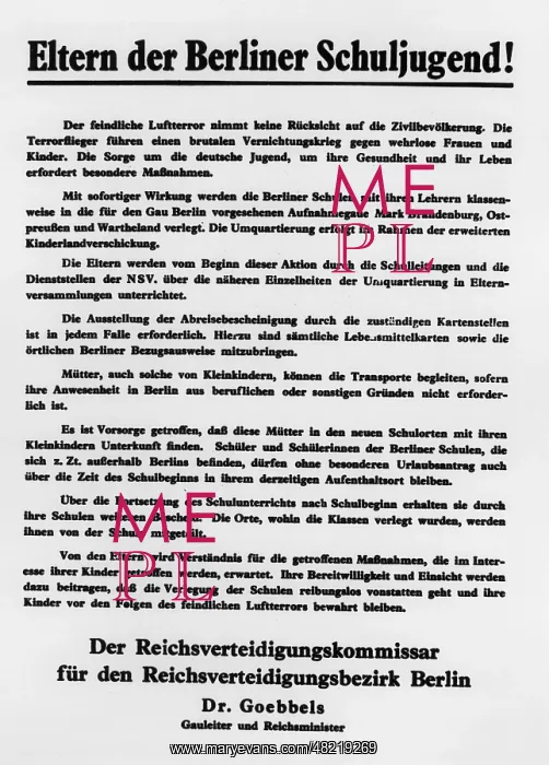 : Information poster on Kinderlandverschickung (evacuation : Information poster on Kinderlandverschickung (evacuation