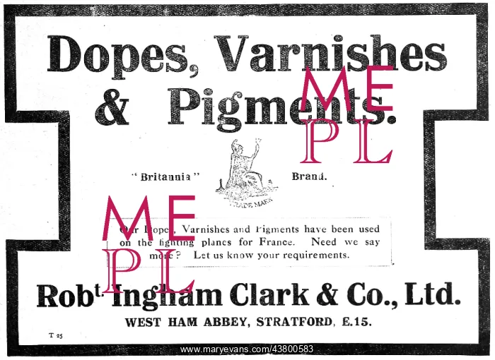 : Ingham Clark Britannia Brand Dopes, Varnishes & Pigments : Ingham Clark Britannia Brand Dopes, Varnishes & Pigments
