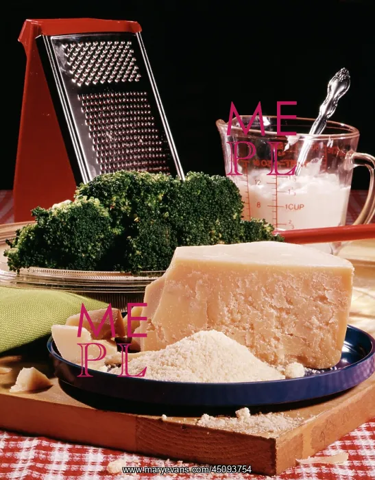 : Ingredients for Cooking a Broccoli and Grated Cheese Dish : Ingredients for Cooking a Broccoli and Grated Cheese Dish