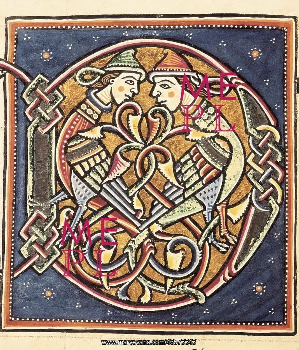 : Initial capital letter D. Miniature from a Bible : Initial capital letter D. Miniature from a Bible