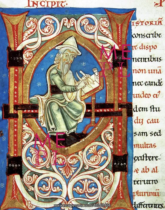 : Initial with image (amanuensis). Letter H. Manuscript. 15th : Initial with image (amanuensis). Letter H. Manuscript. 15th