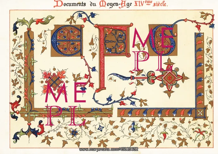 : Initial letters and border foliage from Jean de : Initial letters and border foliage from Jean de