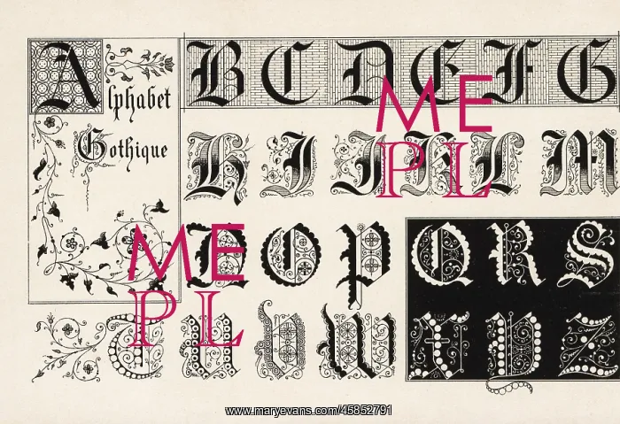 : Initial letters from a Gothic alphabet : Initial letters from a Gothic alphabet
