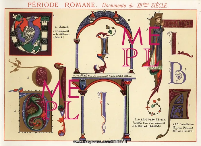 : Initials, design elements and frames from documents : Initials, design elements and frames from documents
