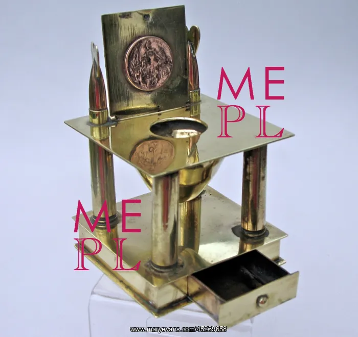 : Ink-stand with inkwell - Badge of the Royal Engineers : Ink-stand with inkwell - Badge of the Royal Engineers