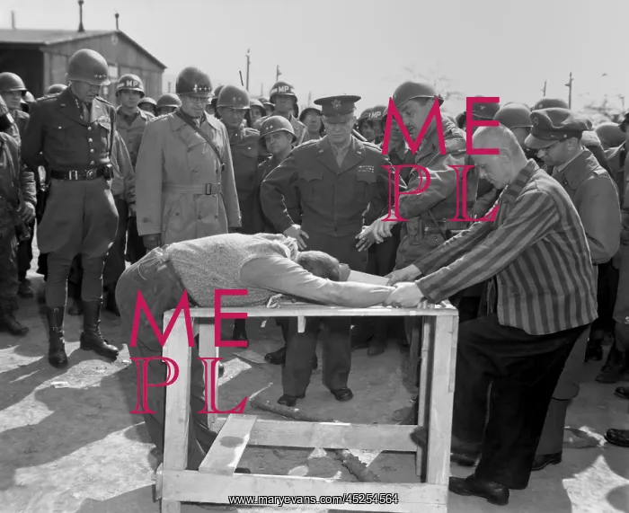: Inmates of Ohrdruf concentration camp demonstrate : Inmates of Ohrdruf concentration camp demonstrate
