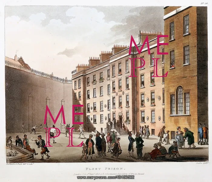 : Inner court, Fleet Prison, London. Prisoners playing : Inner court, Fleet Prison, London. Prisoners playing