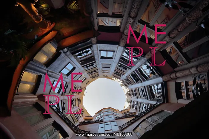 : Inner Courtyard, La Pedrera, Barcelona, Catalonia, Spain : Inner Courtyard, La Pedrera, Barcelona, Catalonia, Spain