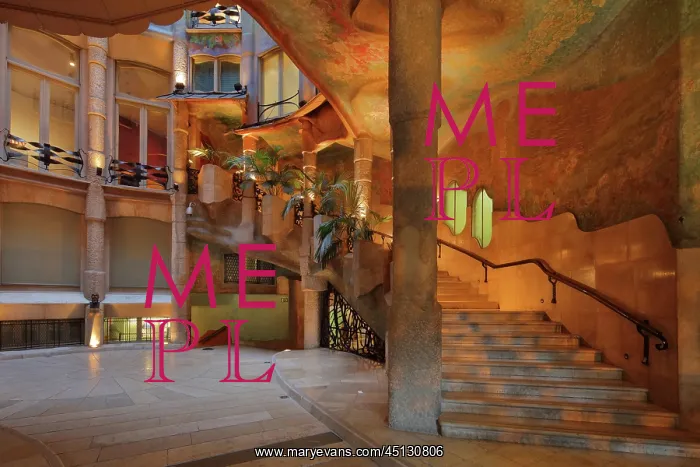 : Inner Courtyard, La Pedrera, Barcelona, Catalonia, Spain : Inner Courtyard, La Pedrera, Barcelona, Catalonia, Spain