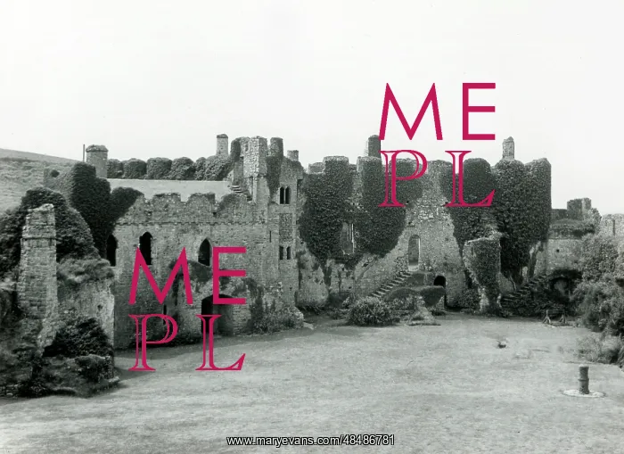: Inner courtyard of Manorbier Castle, near Tenby, Wales : Inner courtyard of Manorbier Castle, near Tenby, Wales