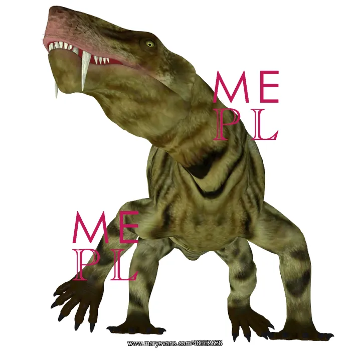 : Inostrancevia dinosaur, low angle front view : Inostrancevia dinosaur, low angle front view