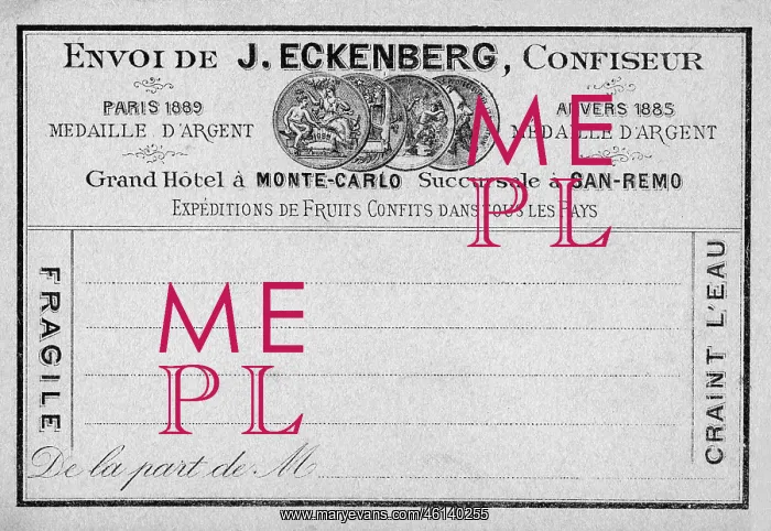 : Insert for shipment of products by J. Eckenberg : Insert for shipment of products by J. Eckenberg