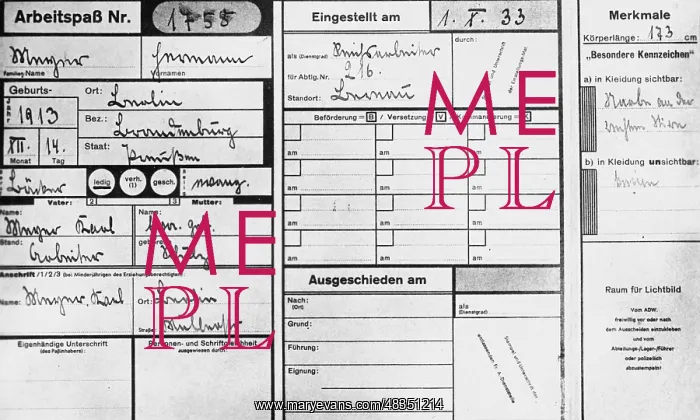 : Inside of a working paper of the Reich Labor Service, 1933 : Inside of a working paper of the Reich Labor Service, 1933