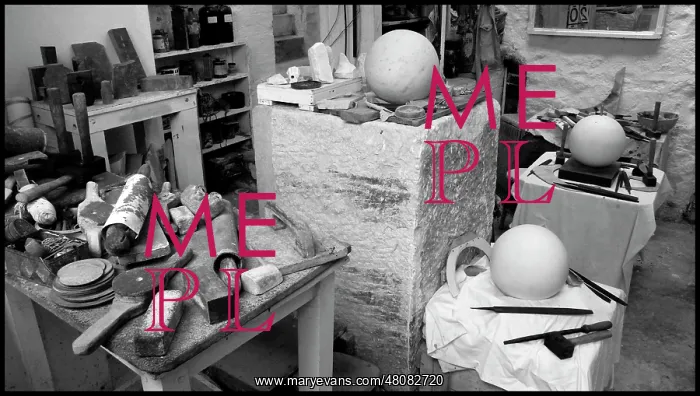 : Interior of Barbara Hepworth's studio, St Ives, Cornwall : Interior of Barbara Hepworth's studio, St Ives, Cornwall