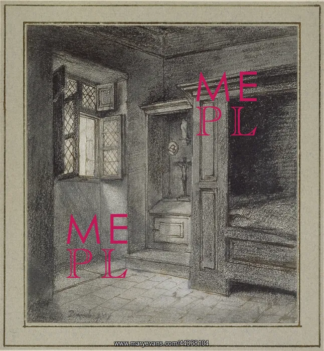 : Interior of a Bedroom with a Sanctuary on the left : Interior of a Bedroom with a Sanctuary on the left