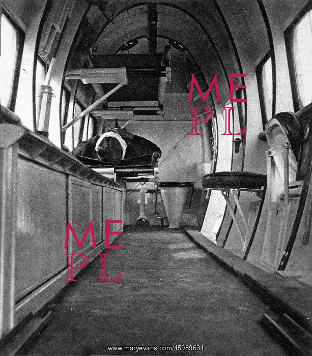 : The interior of a British air ambulance : The interior of a British air ambulance