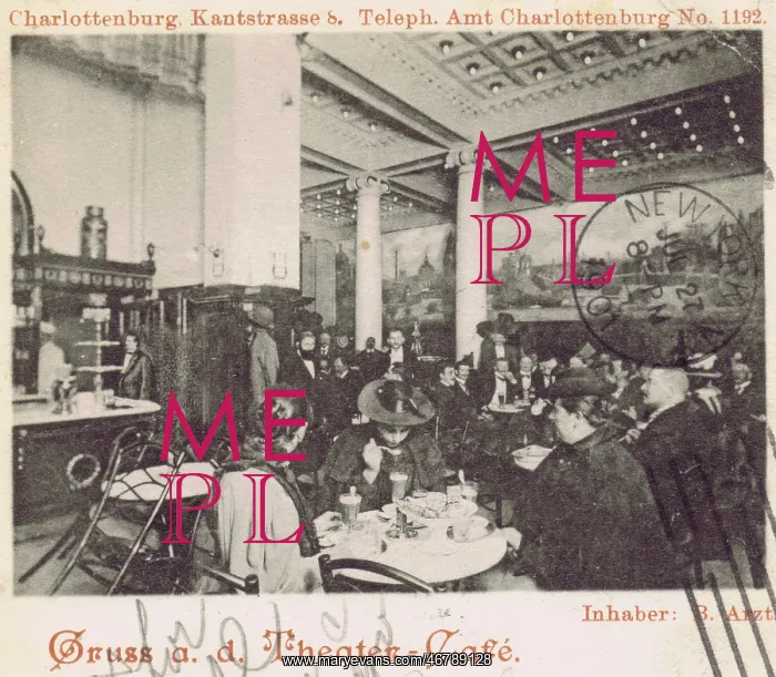 : The interior of the Cafe at 8 Kantstrasse, Berlin in 1901 : The interior of the Cafe at 8 Kantstrasse, Berlin in 1901