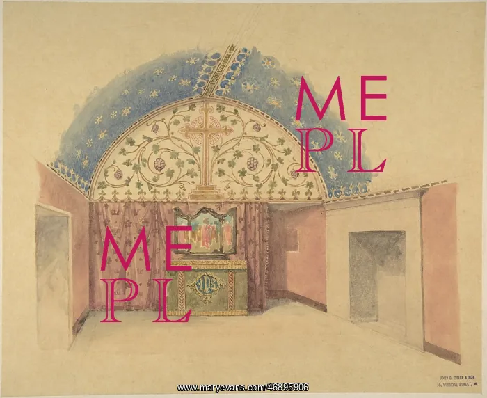 : Interior of a Chapel with Altar, 19th century : Interior of a Chapel with Altar, 19th century