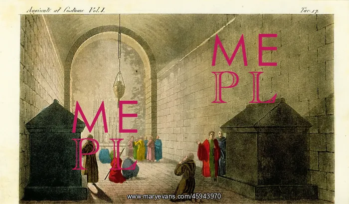 : Interior of the Chapel of Mount Calvary, Jerusalem, 1800s : Interior of the Chapel of Mount Calvary, Jerusalem, 1800s