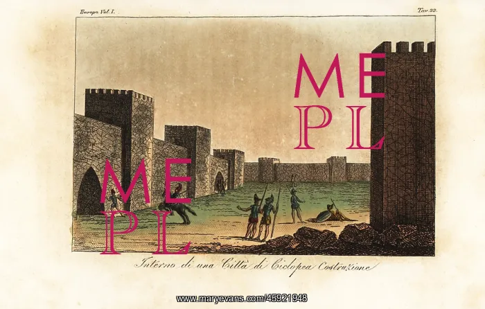 : Interior of a city built in Cyclopean masonry : Interior of a city built in Cyclopean masonry