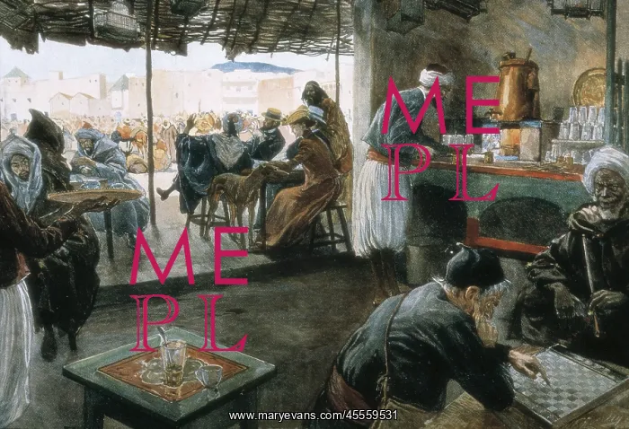  : Interior of a coffee in a city of Morocco. 20th