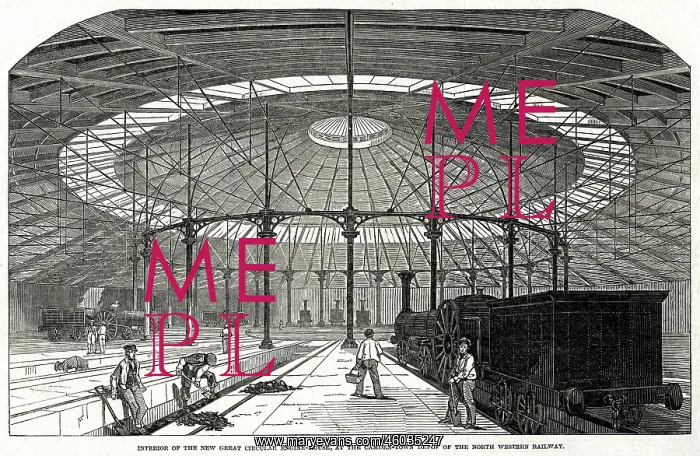 : Interior of the engine house at Camden Town 1847 : Interior of the engine house at Camden Town 1847