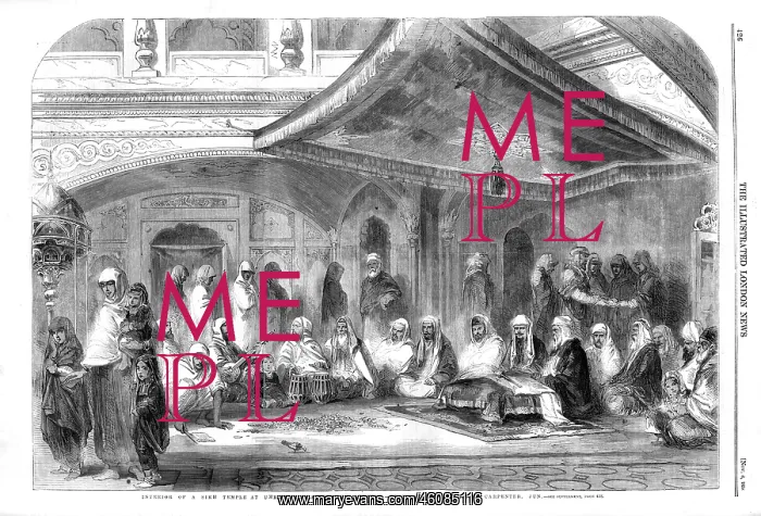 : Interior of Golden Temple at Amritsar, 1858 : Interior of Golden Temple at Amritsar, 1858