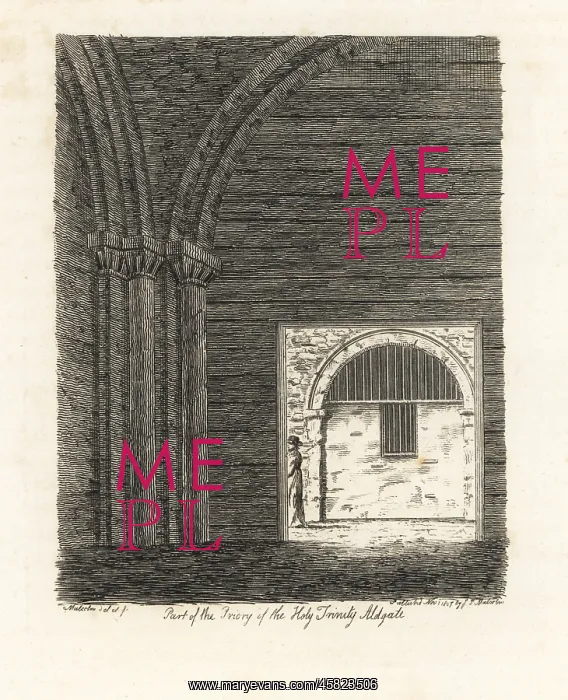 : Interior of the Holy Trinity Priory, Aldgate, London, 1807 : Interior of the Holy Trinity Priory, Aldgate, London, 1807