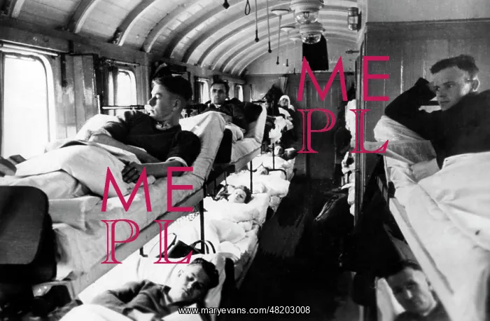 : The interior of a hospital train, 1940 : The interior of a hospital train, 1940