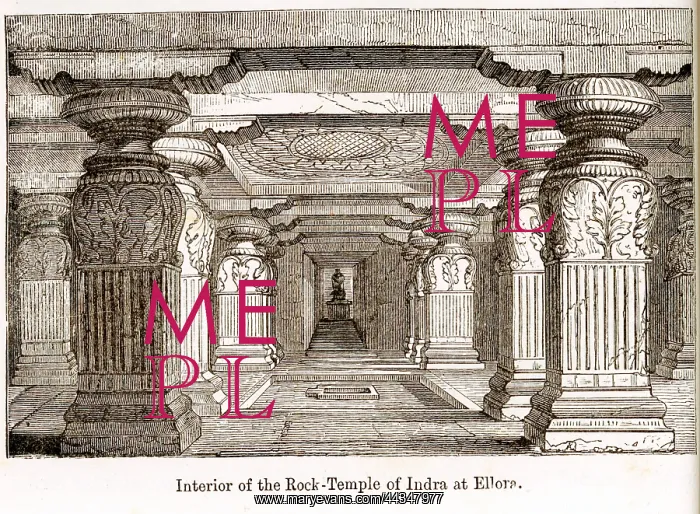  : Interior Indra Sabha rock-cut temple, Ellora, India