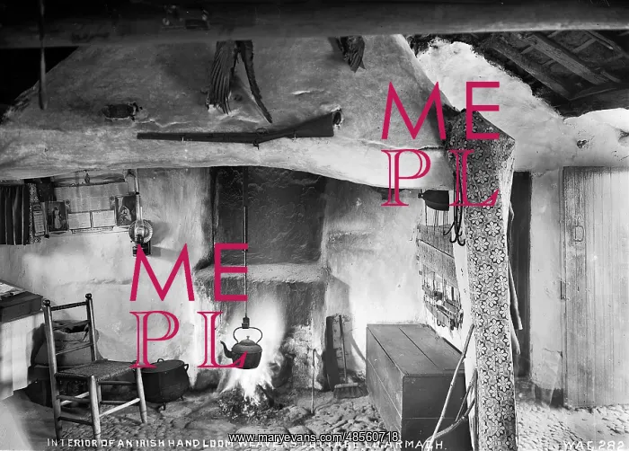 : Interior of an Irish Handloom Weaver's Cottage, Co Armagh : Interior of an Irish Handloom Weaver's Cottage, Co Armagh