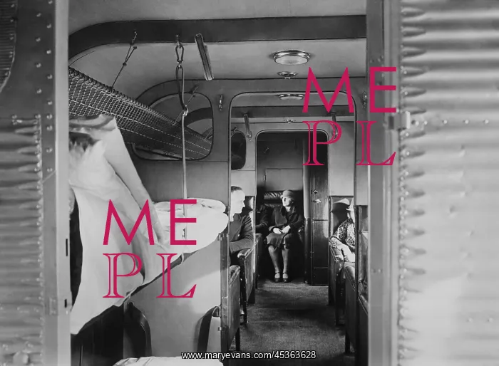 : Interior of Junkers plane passenger airplane with : Interior of Junkers plane passenger airplane with