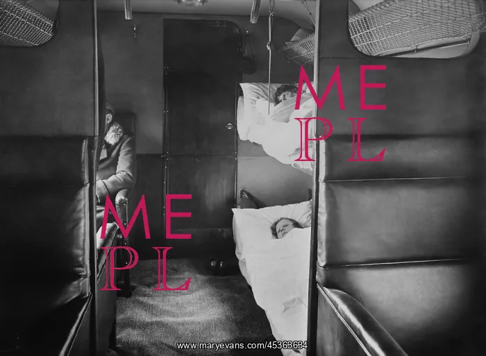 : Interior of Junkers plane with passenger sitting : Interior of Junkers plane with passenger sitting