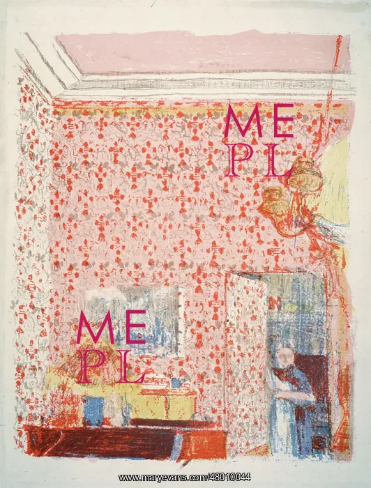 : Interior with a pink wall covering : Interior with a pink wall covering