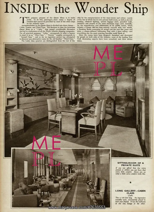: Interior on the Queen Mary Ocean Liner : Interior on the Queen Mary Ocean Liner