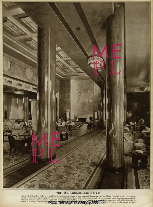 : Interior on the Queen Mary Ocean Liner, main lounge : Interior on the Queen Mary Ocean Liner, main lounge