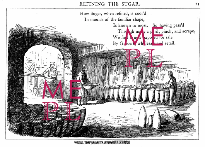 : Interior of sugar refinery. Metal cones are being : Interior of sugar refinery. Metal cones are being