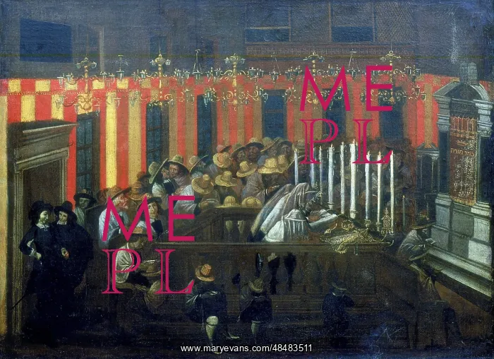 : Interior of Synagogue during prayer. 17th century : Interior of Synagogue during prayer. 17th century
