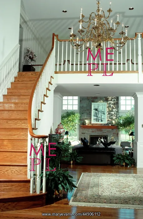 : Interior of traditional foyer and staircase : Interior of traditional foyer and staircase