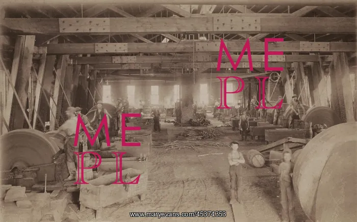 : Interior view of a barrel factory in Kalamazoo : Interior view of a barrel factory in Kalamazoo