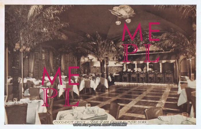: Interior view of the Cocoanut Grove cabaret in the Park Cent : Interior view of the Cocoanut Grove cabaret in the Park Cent