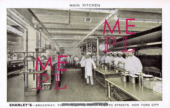 : Interior view of the main kitchen at Shanley's, New York : Interior view of the main kitchen at Shanley's, New York