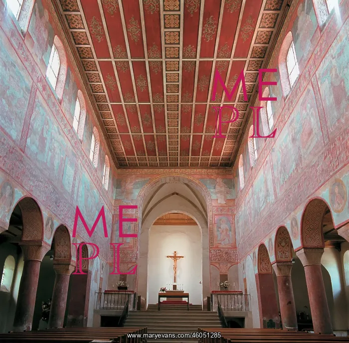 : Interior view of the minster of Niederzell : Interior view of the minster of Niederzell