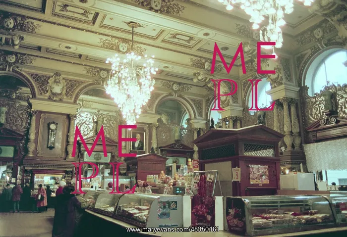 : Interior view of Yeliseyevsky store in Moscow, 1996 : Interior view of Yeliseyevsky store in Moscow, 1996
