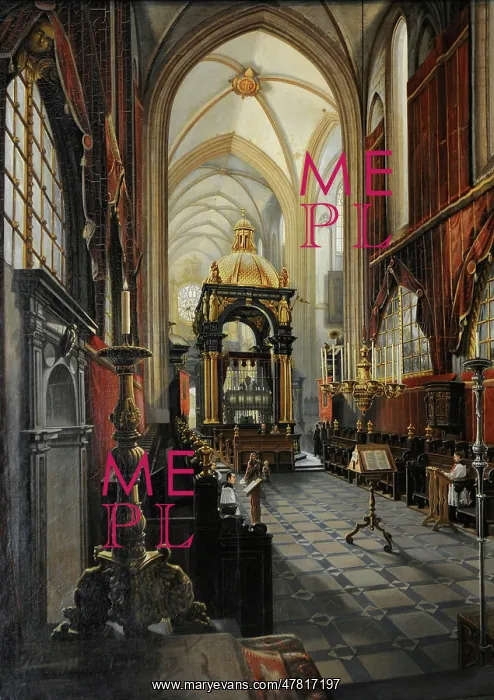: Interior of the Wawel Royal Cathedral, 1875, by Swierzynski : Interior of the Wawel Royal Cathedral, 1875, by Swierzynski