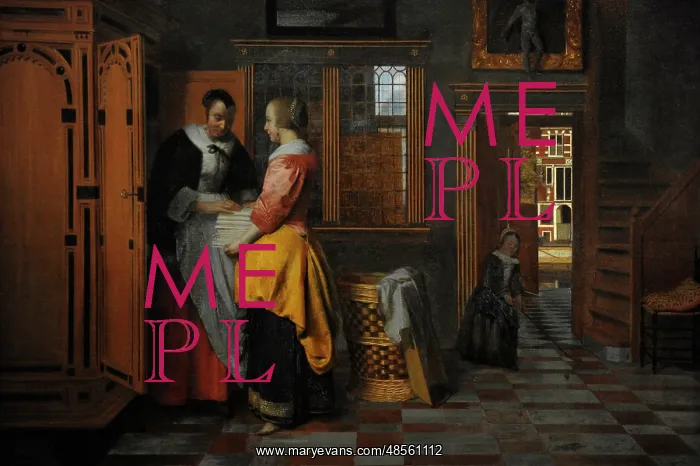 : Interior with Women beside a Linen Cupboard, 1663, by Pieter : Interior with Women beside a Linen Cupboard, 1663, by Pieter