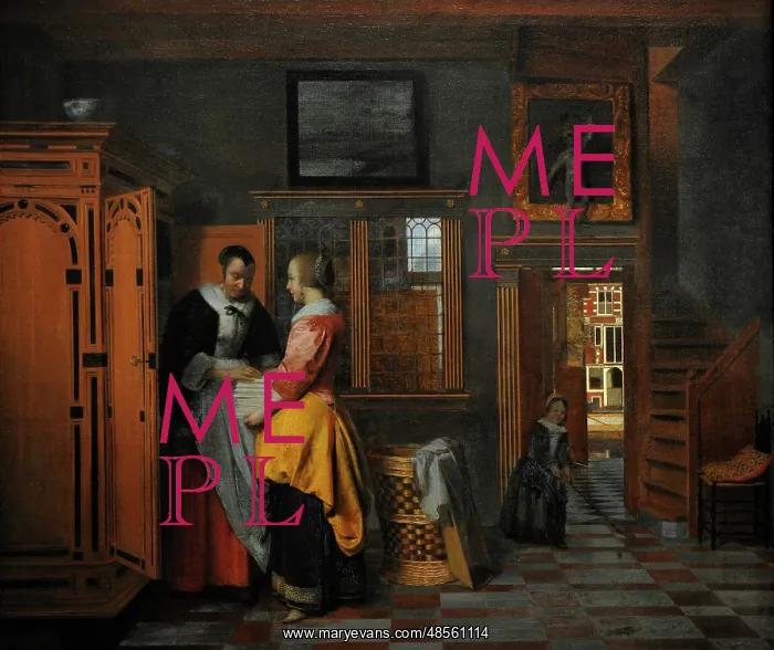: Interior with Women beside a Linen Cupboard, 1663, by Pieter : Interior with Women beside a Linen Cupboard, 1663, by Pieter