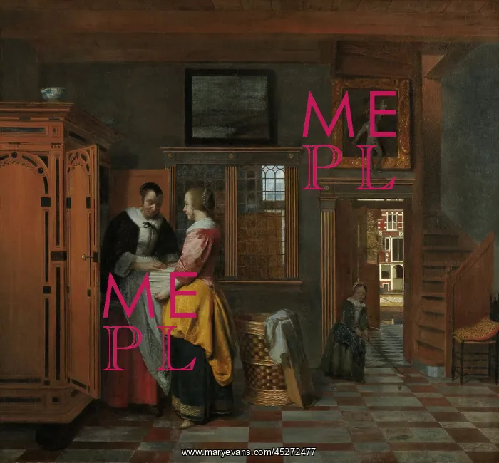 : Interior with Women Beside a Linen Cupboard : Interior with Women Beside a Linen Cupboard